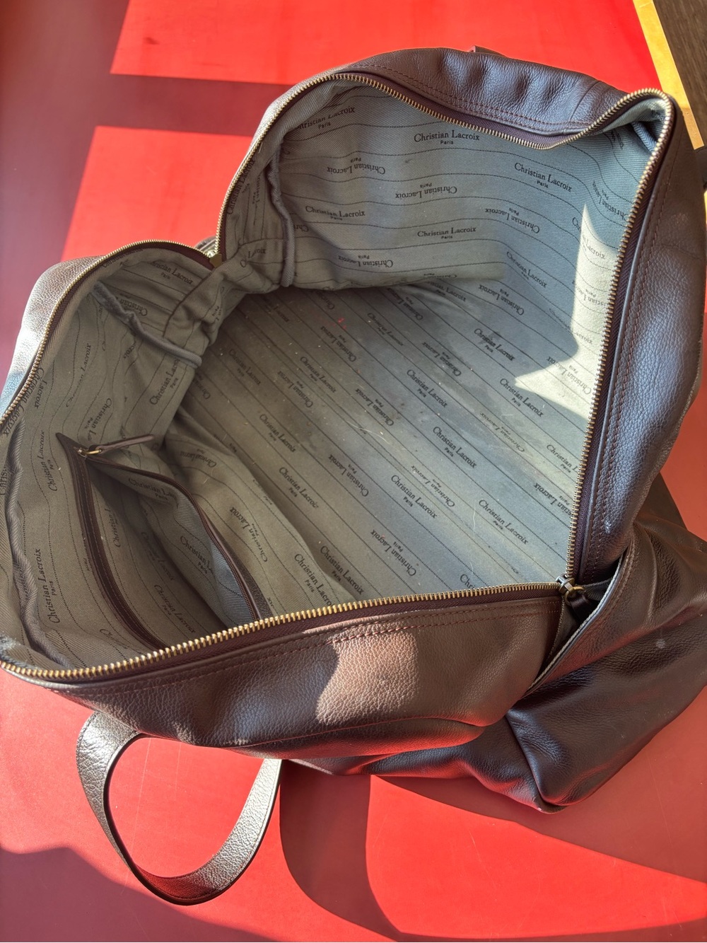 Christian Lacroix Black Leather Duffel with Brass Feet